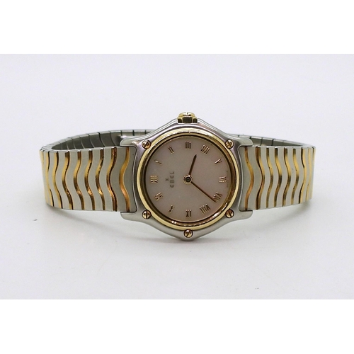 2926 - A LADIES EBEL WRISTWATCHstainless steel and 18ct gold, with a mother of pearl dial, gold coloured Ro... 