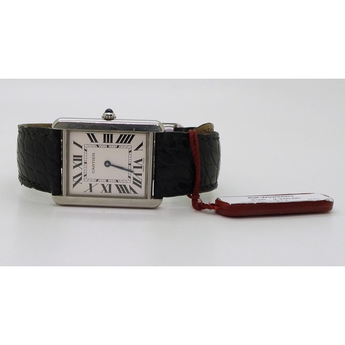 2927 - A CARTIER TANK WRISTWATCHwith silvered dial, black roman numeral and blued steel hands, reference nu... 