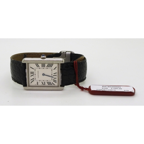 2927 - A CARTIER TANK WRISTWATCHwith silvered dial, black roman numeral and blued steel hands, reference nu... 