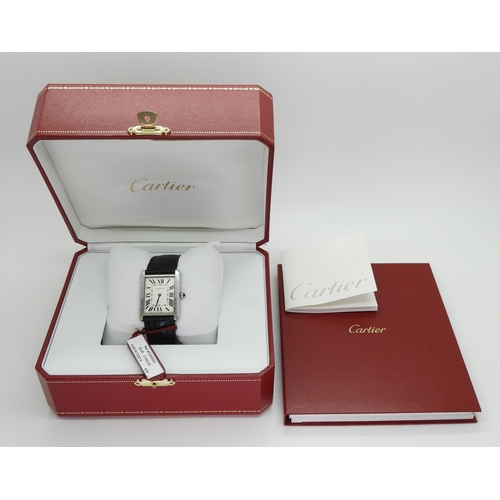 2927 - A CARTIER TANK WRISTWATCHwith silvered dial, black roman numeral and blued steel hands, reference nu... 