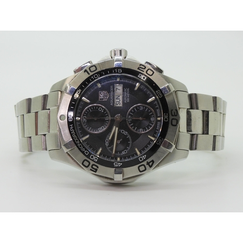 2935 - A TAG HEUER AQUARACER AUTOMATICthe stainless steel chronograph, with black dial and bezel, three sub... 