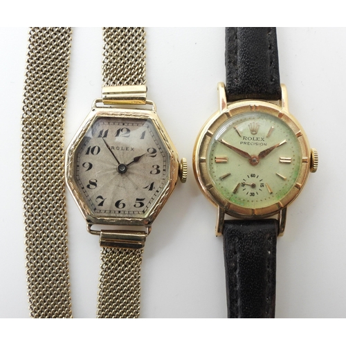 2941 - TWO VINTAGE ROLEXESa ladies Rolex precision with an 18ct gold case, Swiss hallmarks, and stamped wit... 