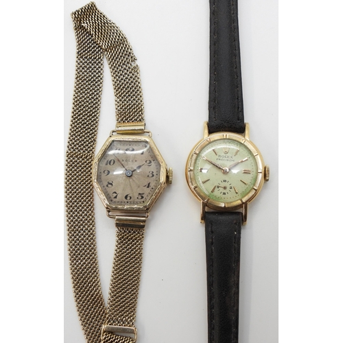 2941 - TWO VINTAGE ROLEXESa ladies Rolex precision with an 18ct gold case, Swiss hallmarks, and stamped wit... 