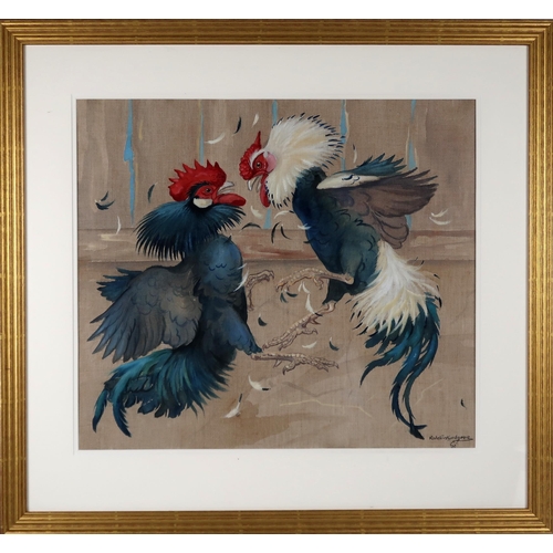 2973 - RALSTON GUDGEON RSW (SCOTTISH 1910-1984)THE COCK FIGHTGouache on linen, signed lower right, 51.5 x 5... 