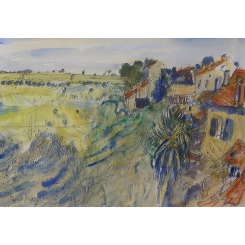 2981 - DAVID DONALDSON RSA RP LLD (SCOTTISH 1916-1996)A FRENCH VILLAGEWatercolour and pencil, 17.5 x 25cm (... 