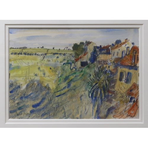 2981 - DAVID DONALDSON RSA RP LLD (SCOTTISH 1916-1996)A FRENCH VILLAGEWatercolour and pencil, 17.5 x 25cm (... 