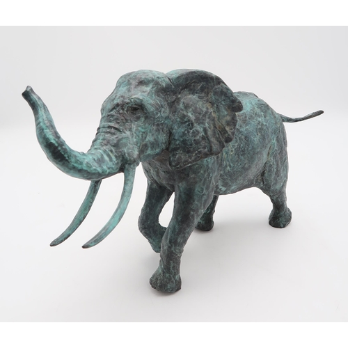 2991 - MARK RODE (AUSTRALIAN, B.1965)BULL ELEPHANTBronze, with green patina, signed, no. 4/7, 25cm (9.75