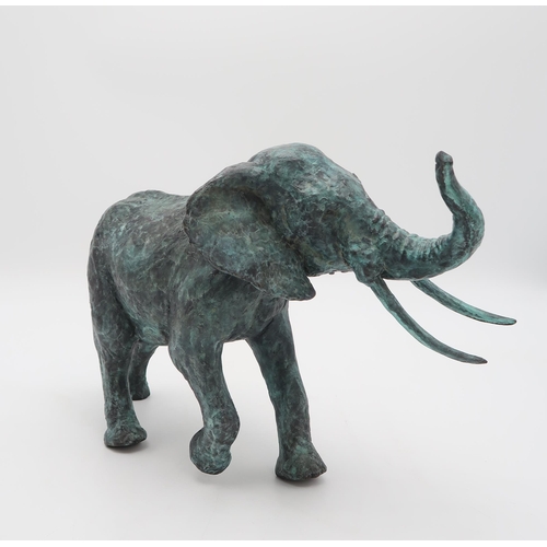 2991 - MARK RODE (AUSTRALIAN, B.1965)BULL ELEPHANTBronze, with green patina, signed, no. 4/7, 25cm (9.75