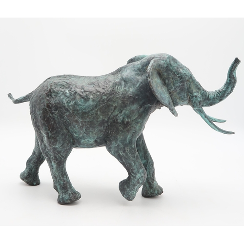 2991 - MARK RODE (AUSTRALIAN, B.1965)BULL ELEPHANTBronze, with green patina, signed, no. 4/7, 25cm (9.75