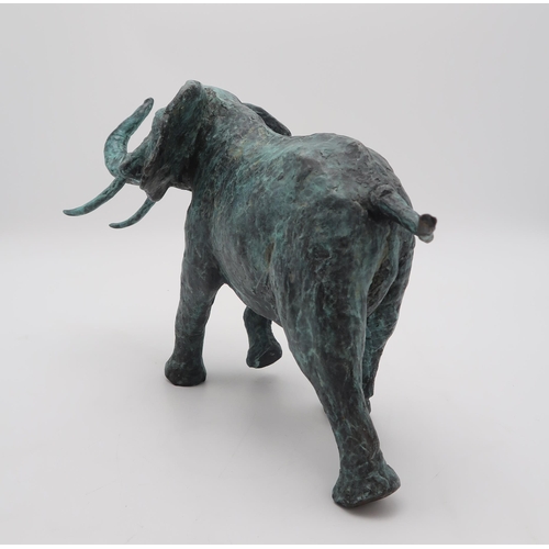 2991 - MARK RODE (AUSTRALIAN, B.1965)BULL ELEPHANTBronze, with green patina, signed, no. 4/7, 25cm (9.75