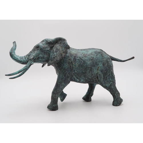 2991 - MARK RODE (AUSTRALIAN, B.1965)BULL ELEPHANTBronze, with green patina, signed, no. 4/7, 25cm (9.75