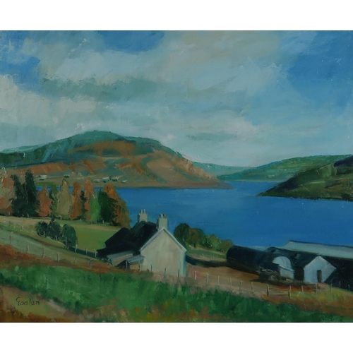 3003 - DELNY GOALEN (SCOTTISH 1932-2023) LOCH TAY Oil on canvas, signed lower left, inscribed on label vers... 