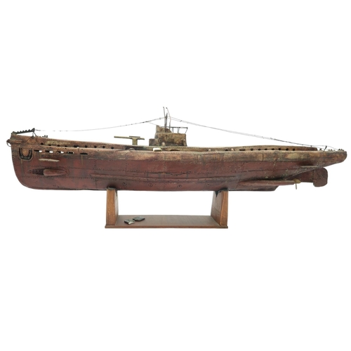 3010 - TOM MCKENDRICK RSW RGI (SCOTTISH B.1948)U-BOAT IICeramic and copper, 87cm long (34.25