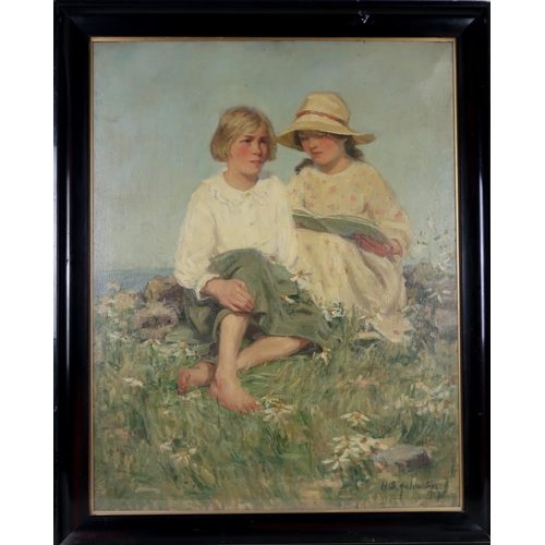 3022 - HELEN STIRLING JOHNSTON (SCOTTISH 1888-1931)SUMMER STORIESOil on canvas, signed lower right, dated 1... 