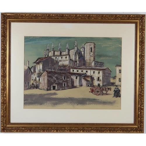 3035 - JAMES MILLER RSA RSW (SCOTTISH 1893-1987)HUESCAWatercolour and chalk on buff paper, signed lower rig... 