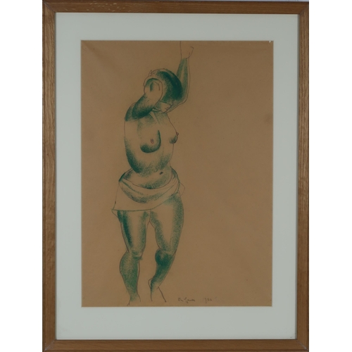 3040 - WILLIAM MCCANCE (SCOTTISH 1894-1970)GREEN NUDE Pencil and chalks on brown paper, signed lower m... 