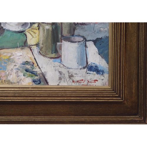 3050 - NATHANIEL SMITH (SCOTTISH 1916-1973)STILL LIFEOil on canvas, signed lower right, signed and inscribe... 