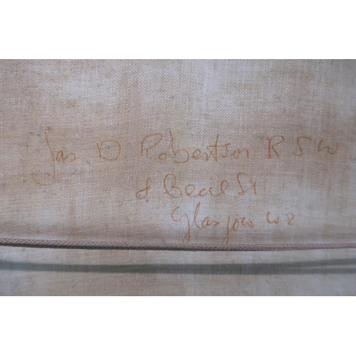 3053 - JAMES DOWNIE ROBERTSON RSA RSW RGI (SCOTTISH 1931-2010)HARBOUROil on canvas, signed upper left, date... 