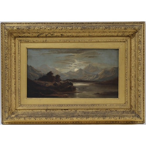 3075 - CHARLES LESLIE (SCOTTISH c1835-1890)HIGHLAND LANDSCAPE BY MOONLIGHTOil on canvas, signed lower left,... 