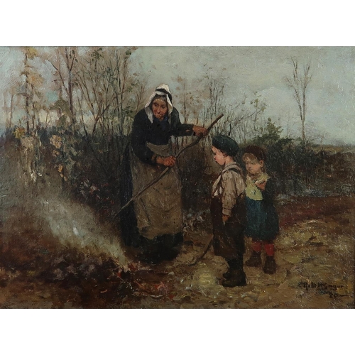 3081 - ROBERT MCGREGOR RSA (SCOTTISH 1847-1922)BURNING LEAVESOil on canvas, signed lower right, dated (18)8... 