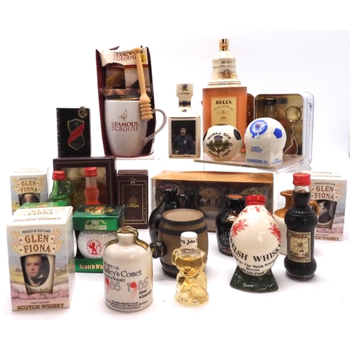 2681B - SCOTCH WHISKY Various Novelty Miniatures And Empty Bell's Whisky Decanters, Black & White domino... 