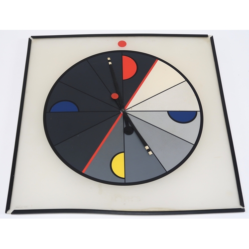 2110A - A MID 20TH CENTURY KURT B. DELBANCO FOR MORPHOS WALL CLOCK with multicoloured stylistic dial, 82cm h... 