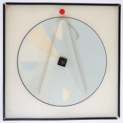 2110A - A MID 20TH CENTURY KURT B. DELBANCO FOR MORPHOS WALL CLOCK with multicoloured stylistic dial, 82cm h... 