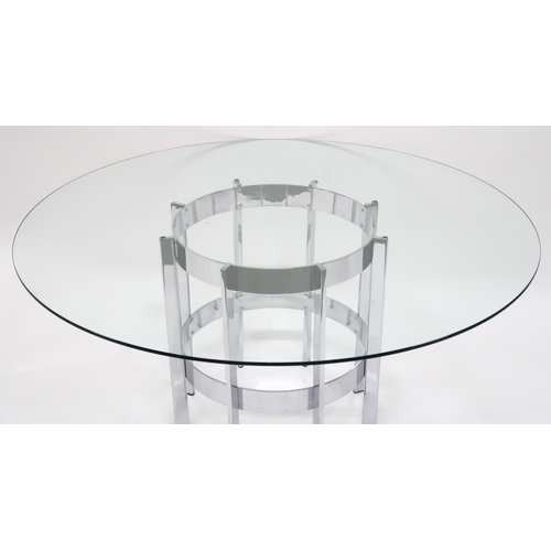 2113A - A MID 20TH CENTURY MERROW ASSOCIATES DINING SUITE comprising circular glass topped dining table... 