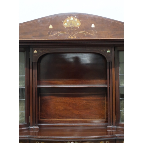 2035A - A LATE VICTORIAN ART NOUVEAU MAHOGANY,SAMPLE WOOD AND MOTHER OF PEARL INLAID A. GARDNER & SON DI... 