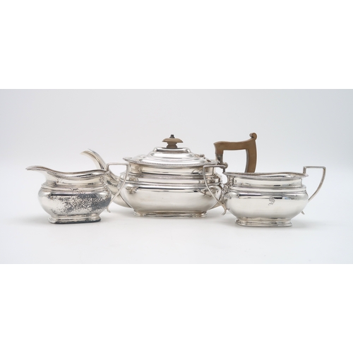 2454 - A GEORGE VI THREE PIECE SILVER TEA SERVICEby Edward & Sons, Sheffield 1937, of shaped rectangula... 