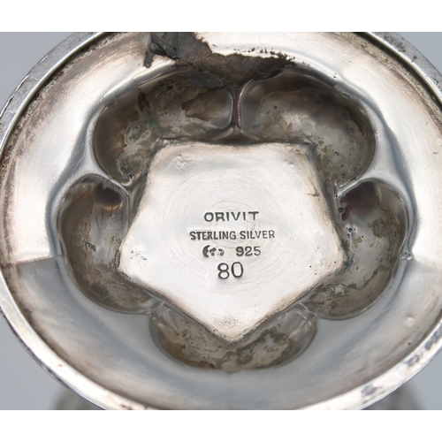 2456 - ORIVIT;A German silver Jugendstil vase, of flaring conical form, with stylised fruit decoration with... 