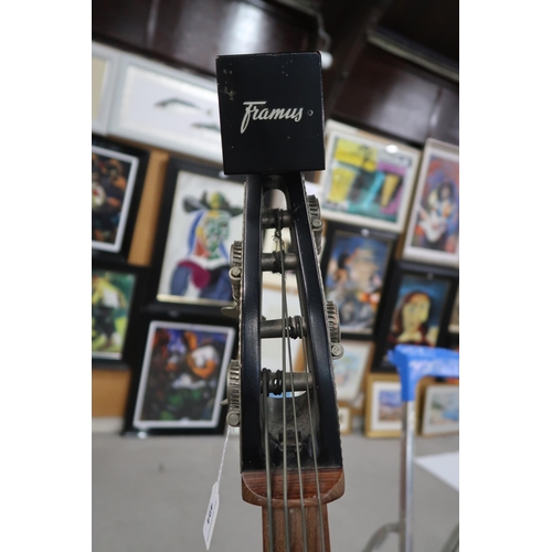 472 - FRAMUS ELECTRO-BASS an upright electric double bass featuring a natural wood finish fingerboard, sol... 