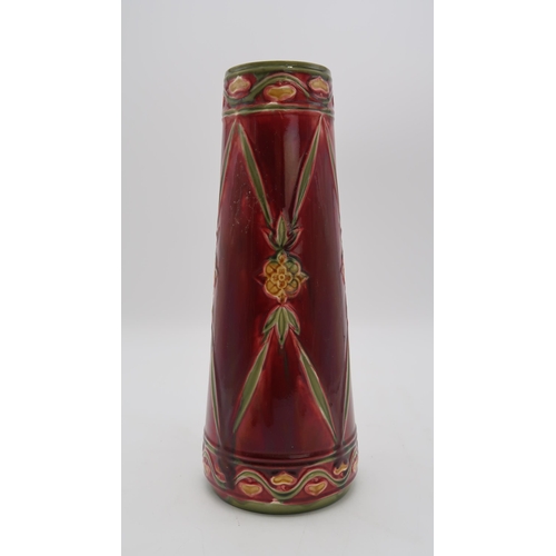 252 - *WITHDRAWN* A Minton secessionist vase of flaring cylindrical form, with tube line decoration of flo... 