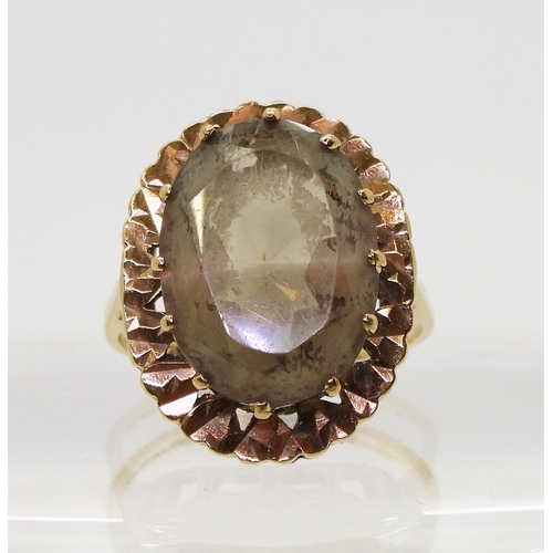 802 - A 9ct gold Smoky Quartz ring, size Q1/2, weight 6.6gms