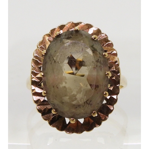 802 - A 9ct gold Smoky Quartz ring, size Q1/2, weight 6.6gms