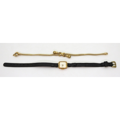 814 - A 9ct gold woven chain bracelet, together with a 9ct gold cased ladies Perfex watch head, weight tog... 