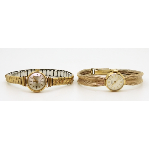 815 - A ladies 9ct gold Vertex Revue watch with integral woven strap, hallmarked London 1961, together wit... 