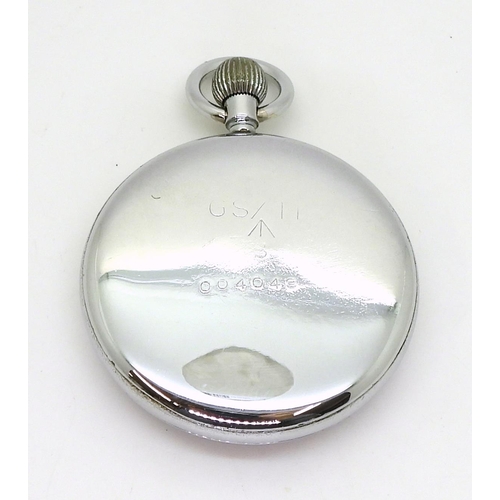 826 - A Jaeger Le Coultre military pocket watch, stamped GS/TI 'Pheon' S 004049. Diameter 5.2cm, weight 93... 