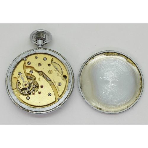 826 - A Jaeger Le Coultre military pocket watch, stamped GS/TI 'Pheon' S 004049. Diameter 5.2cm, weight 93... 