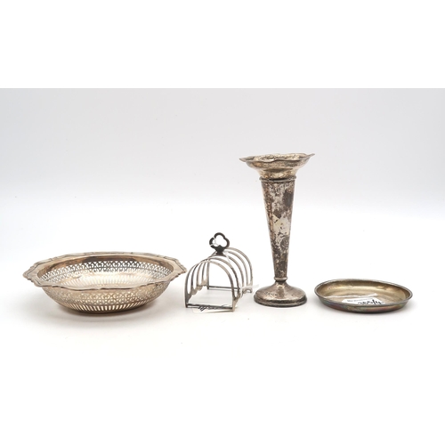 365 - A collection of silver including a silver dish, by Henry Matthews, Birmingham, with geometric openwo... 