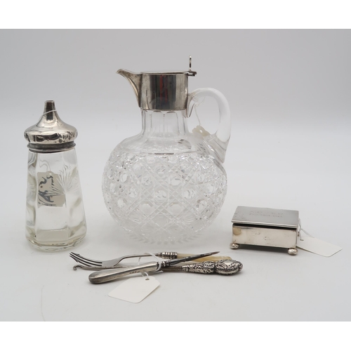 371 - A collection of silver including a silver mounted cut crystal claret jug, by William Hutton & So... 