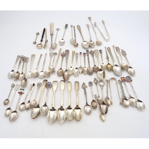 376 - A collection of silver flatware including a Scottish Provincial silver pointed-end tea spoon, a John... 