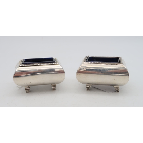 389 - A matched pair of George III silver salts, by Solomon Hougham, one 1805, the other 1814, of faceted ... 