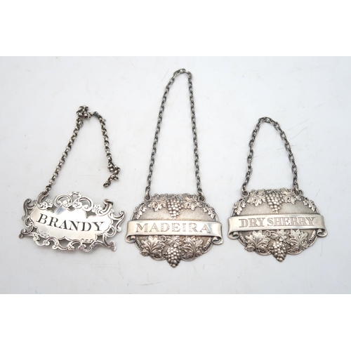 392 - A matched pair of silver decanter labels, 'Dry Sherry' and 'Madeira', by Turner & Simpson, Birmi... 