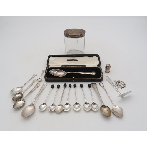 405A - A collection of silver including a set of coffee spoons, by Cooper Brothers & Sons, Birmingham, ... 