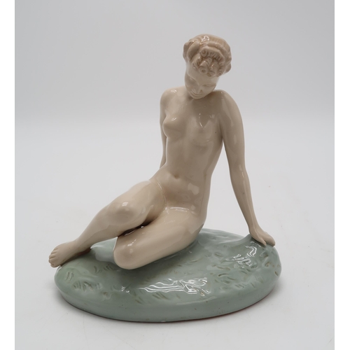 307 - Elly Strobach for Royal Dux, a glazed porcelain model of a reclining nude, height 22cm.