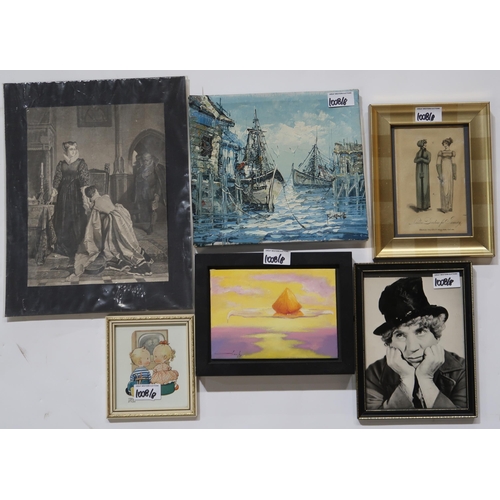 1008 - A VARIOUS LOT COMPRISING VARIOUS PRINTS AND OILS (8)