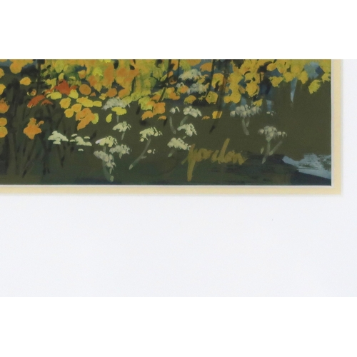 988 - ANNE GORDON (SCOTTISH b.1941) GORSE FIELD Gouache, signed lower right, 20 x 28cm ... 