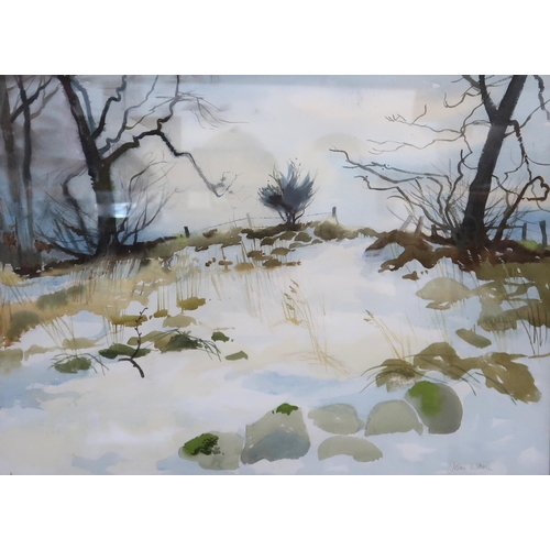 990 - JEAN WILSON (CONTEMPORARY SCHOOL) MELTING SNOW Watercolour, signed lower right, 52 x 73cm&... 