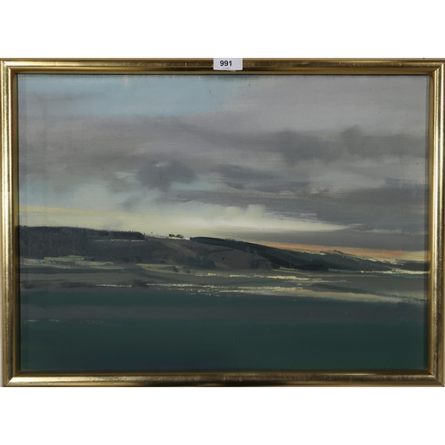 991 - OSCAR R. GOODALL (SCOTTISH b.1924) GREY CLOUDS OVER THE LOCH signed,oil on canvas, 40 x 55cm... 